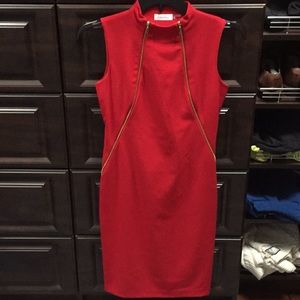 Red with gold zippers Calvin Klein dress